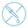 Icon of a dropper with a drop of liquid, enclosed in a crossed-out circle, indicating no dropping or dispensing.