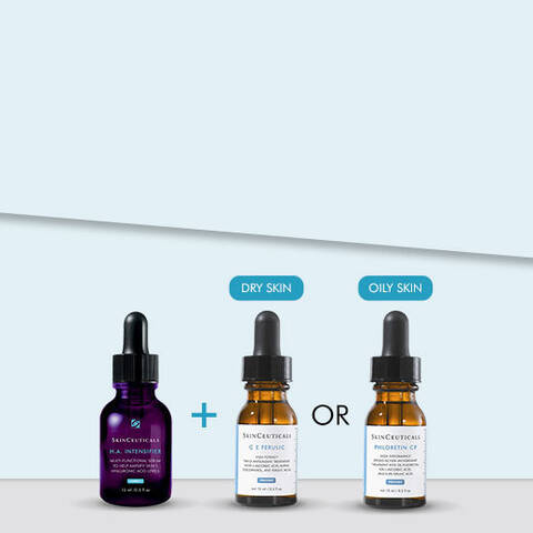H.A Intensifier, C E Ferulic and Phloretin C F serums