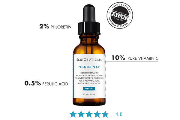 Phloretin C F contains 2% Phloretin, 10% pure vitamin C and 0.5 % ferulic acid