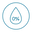 An icon of a droplet with "0%" written inside, indicating no water content.