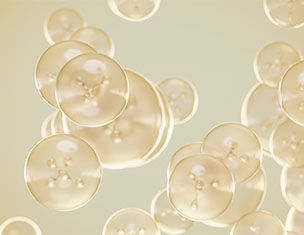A cluster of translucent, pale bubbles floating against a soft, neutral background.