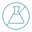 An icon representing a laboratory flask inside a circle with a diagonal line crossing it, indicating "no" or prohibition related to laboratory activities.