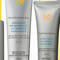 Alt text: A collection of four SkinCeuticals sunscreen products displayed against a yellow background, featuring different formulations labeled "Mineral Radiance," "Advanced Brightening," "Ultra Facial," and "Matte UV Defense," all with SPF 50.