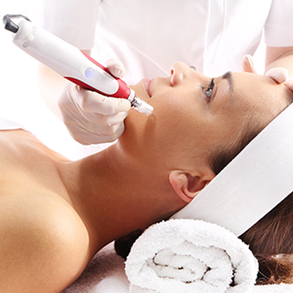 Woman undergoing a microneedling treatment