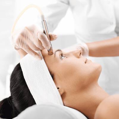 Close-up of a laser skin treatment targeting wrinkles and signs of ageing